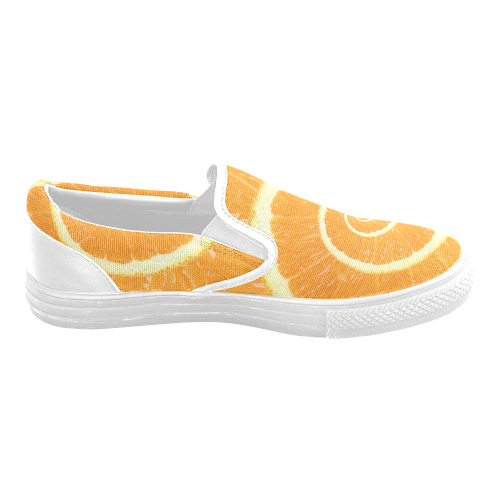 Citrus Orange Spiral Droste Men's Slip-on Canvas Shoes (Model 019)