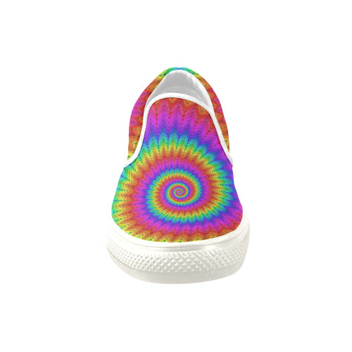 Psychedelic Rainbow Spiral Men's Unusual Slip-on Canvas Shoes (Model 019)