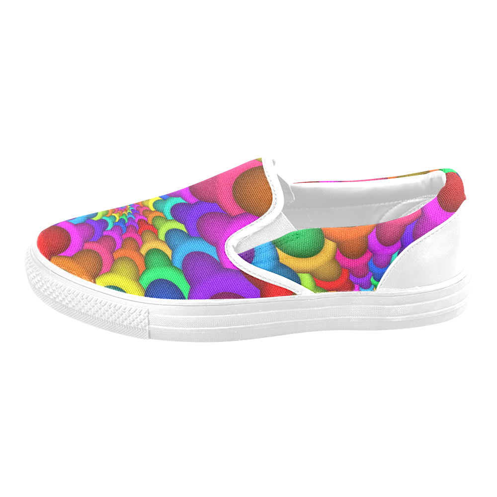 Psychedelic Rainbow Spiral Men's Slip-on Canvas Shoes (Model 019)