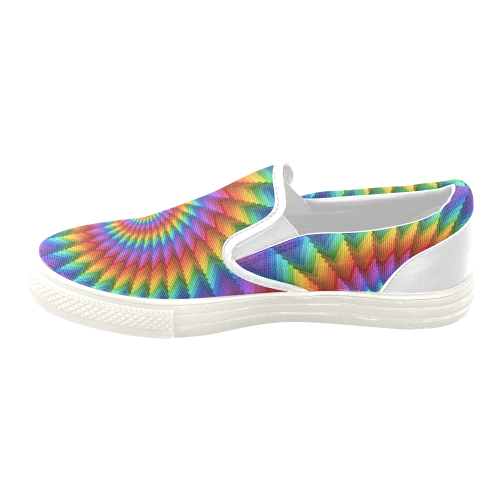 Psychedelic Rainbow Spiral Men's Unusual Slip-on Canvas Shoes (Model 019)