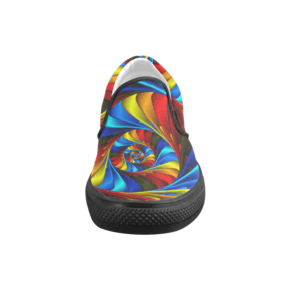 Psychedelic Rainbow Spiral Men's Slip-on Canvas Shoes (Model 019)