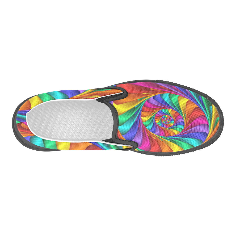 Psychedelic Rainbow Spiral Men's Slip-on Canvas Shoes (Model 019)