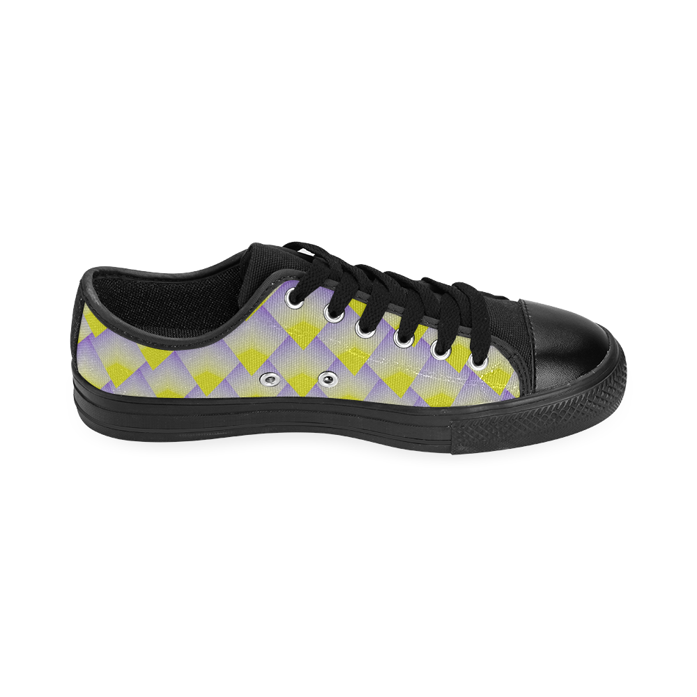 Geometric 3D Purple and Yellow Pyramids Men's Classic Canvas Shoes (Model 018)