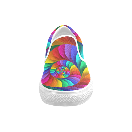 Psychedelic Rainbow Spiral Men's Slip-on Canvas Shoes (Model 019)