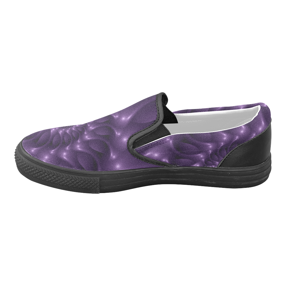 Digital Art Glossy Purple Fractal Spiral Men's Unusual Slip-on Canvas Shoes (Model 019)