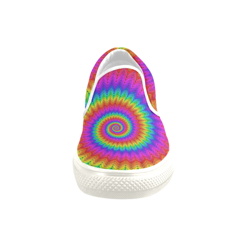 Psychedelic Rainbow Spiral Men's Slip-on Canvas Shoes (Model 019)