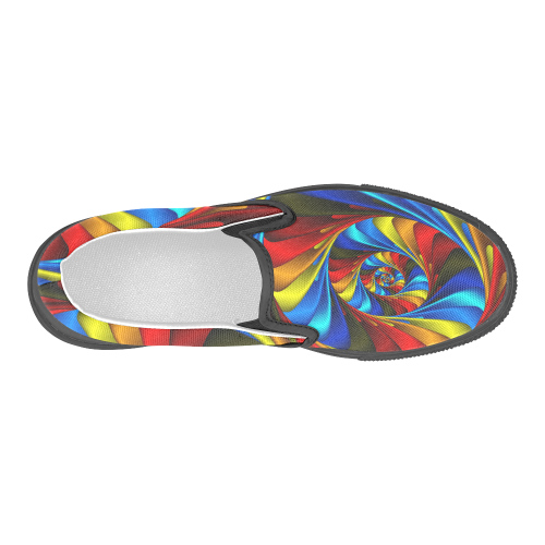 Psychedelic Rainbow Spiral Men's Slip-on Canvas Shoes (Model 019)