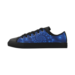 Digital Art Glossy Blue Spiral Fractal Aquila Microfiber Leather Women's Shoes (Model 028)