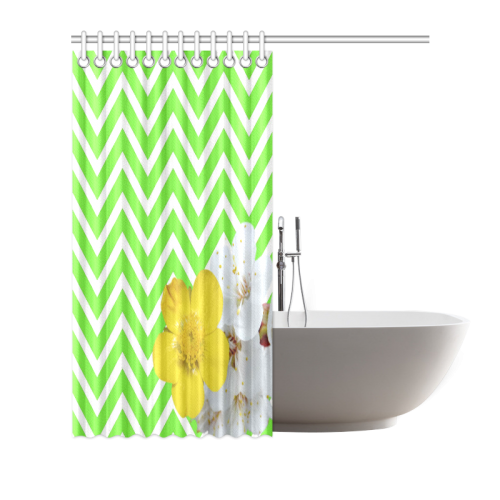 chevron Flower mix green Shower Curtain 72"x72"