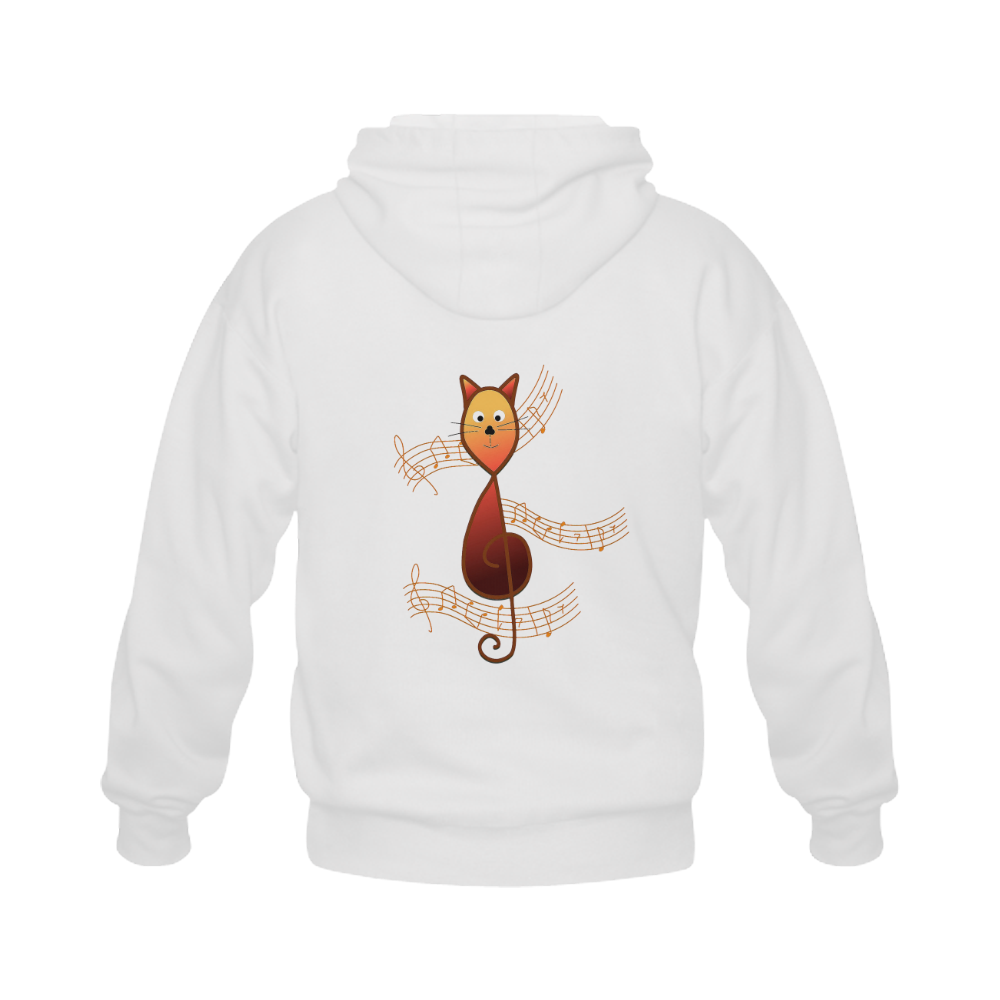 Treble Clef Cat Gildan Full Zip Hooded Sweatshirt (Model H02)