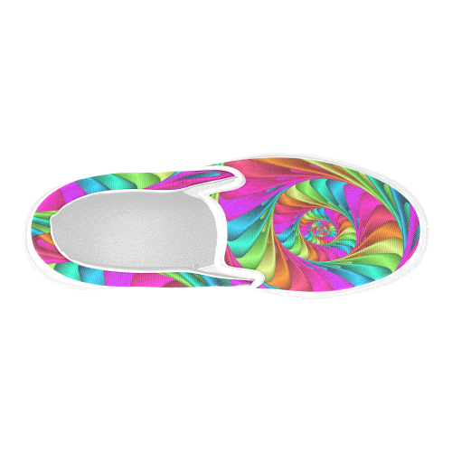 Psychedelic Rainbow Spiral Men's Slip-on Canvas Shoes (Model 019)