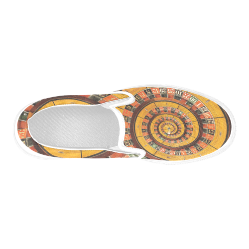 Casino Roullette Wheel Spiral Droste Men's Slip-on Canvas Shoes (Model 019)