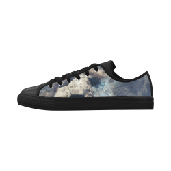 Abstract Blue Grunge Soccer Aquila Microfiber Leather Women's Shoes (Model 028)