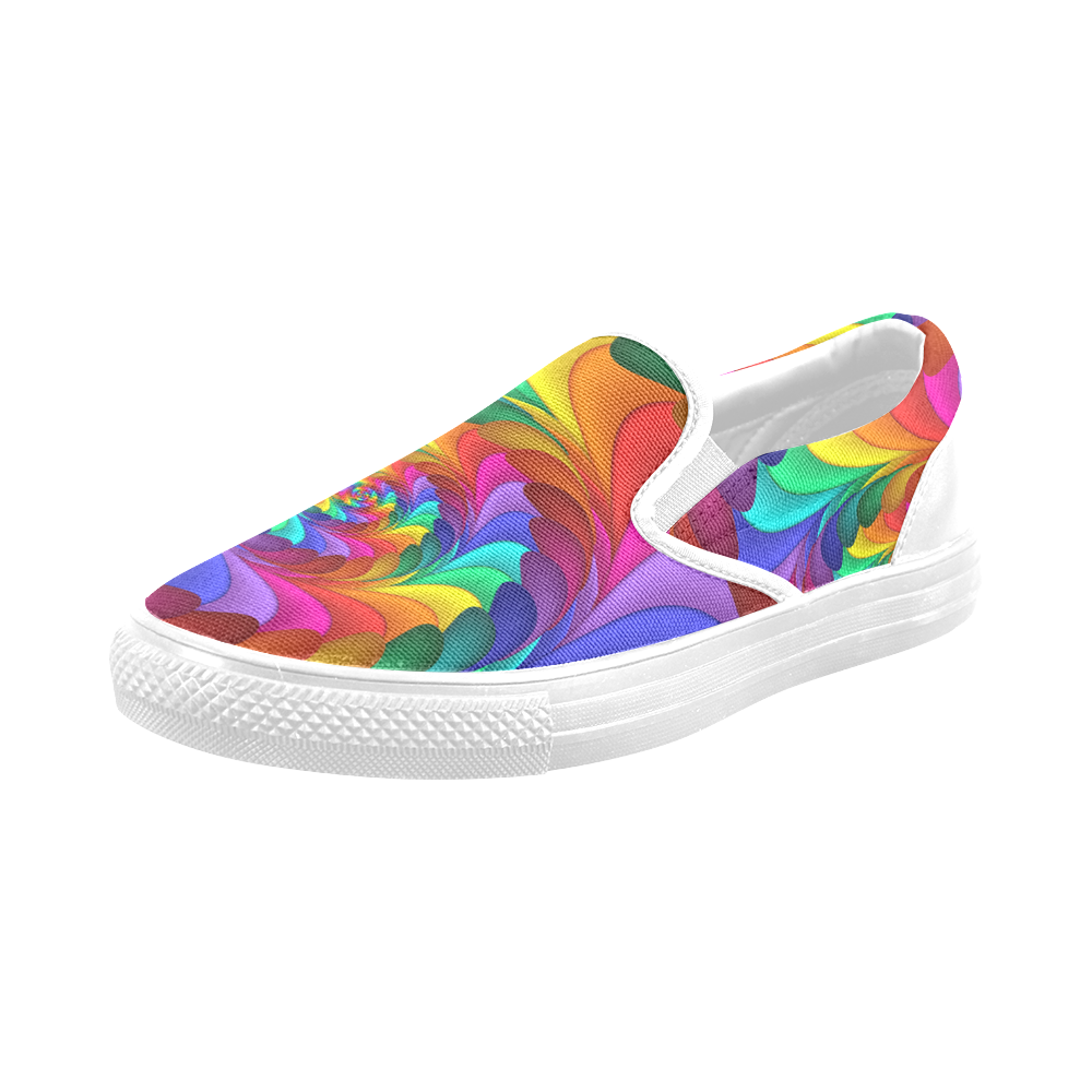 Psychedelic Rainbow Spiral Men's Slip-on Canvas Shoes (Model 019)