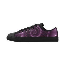 Digital Art Glossy Plum Purple Fractal Spiral Aquila Microfiber Leather Women's Shoes (Model 028)