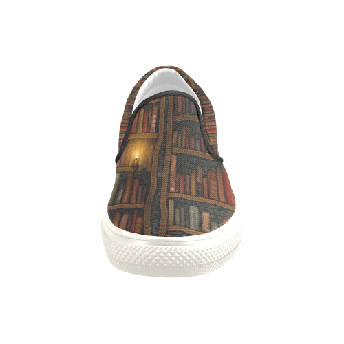 Book shelf Women's Unusual Slip-on Canvas Shoes (Model 019)