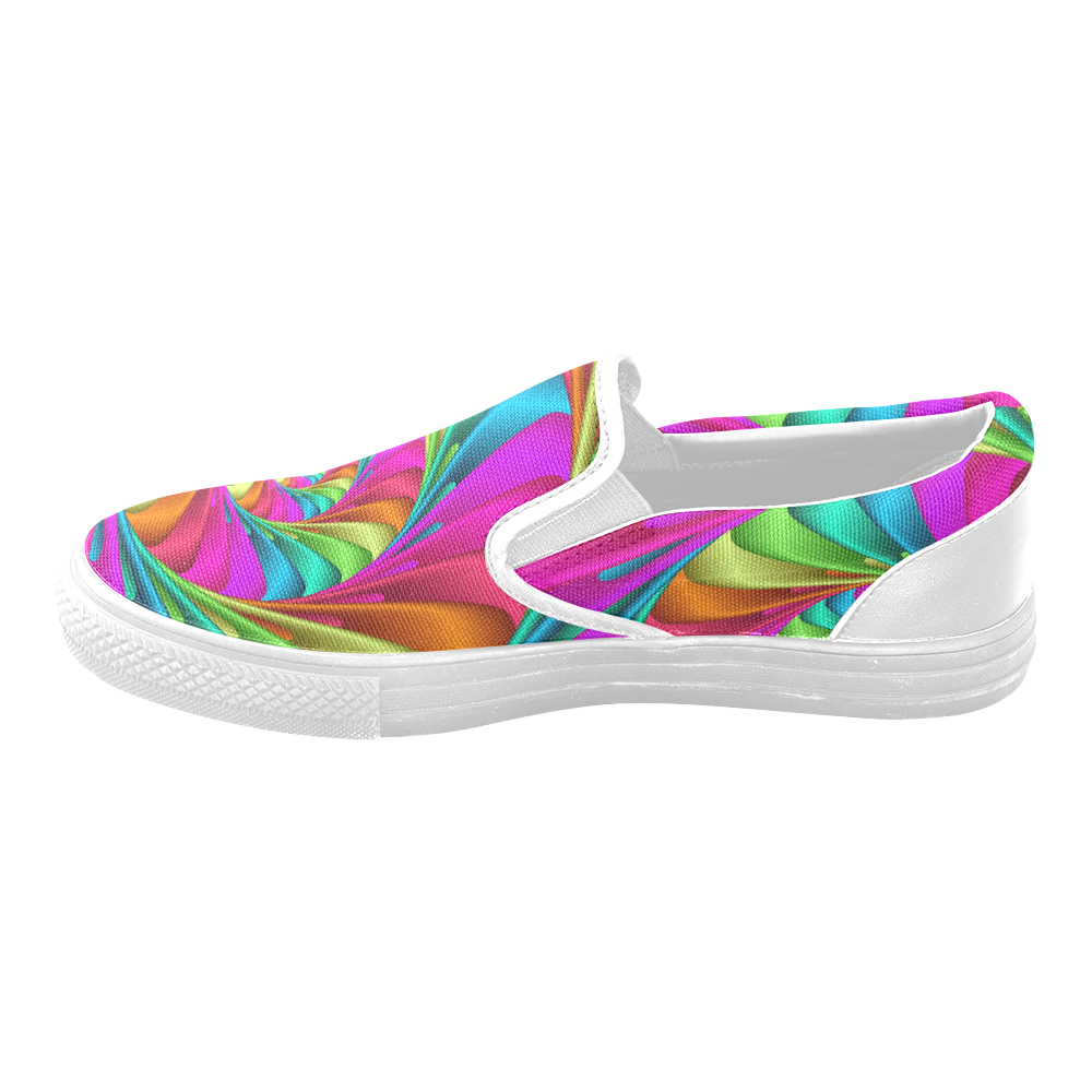 Psychedelic Rainbow Spiral Men's Unusual Slip-on Canvas Shoes (Model 019)