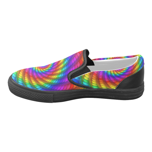 Psychedelic Rainbow Spiral Men's Unusual Slip-on Canvas Shoes (Model 019)