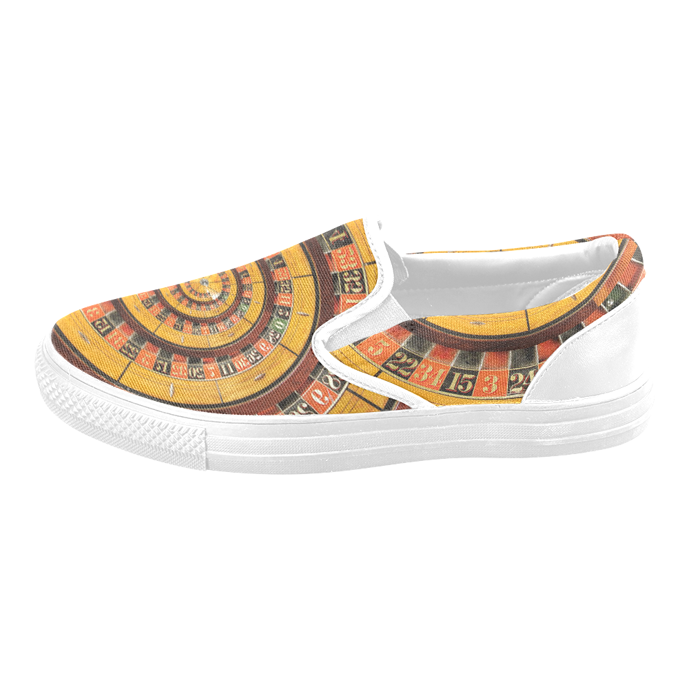 Casino Roullette Wheel Spiral Droste Women's Unusual Slip-on Canvas Shoes (Model 019)