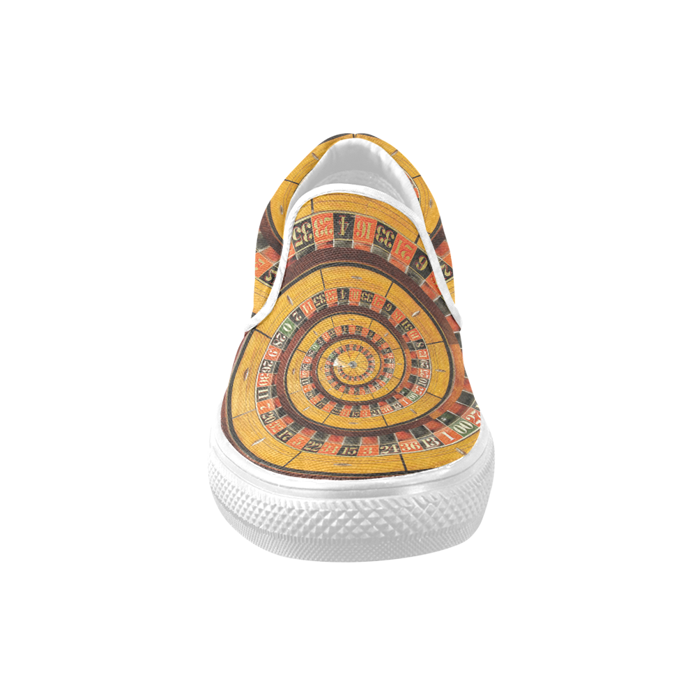 Casino Roullette Wheel Spiral Droste Men's Unusual Slip-on Canvas Shoes (Model 019)