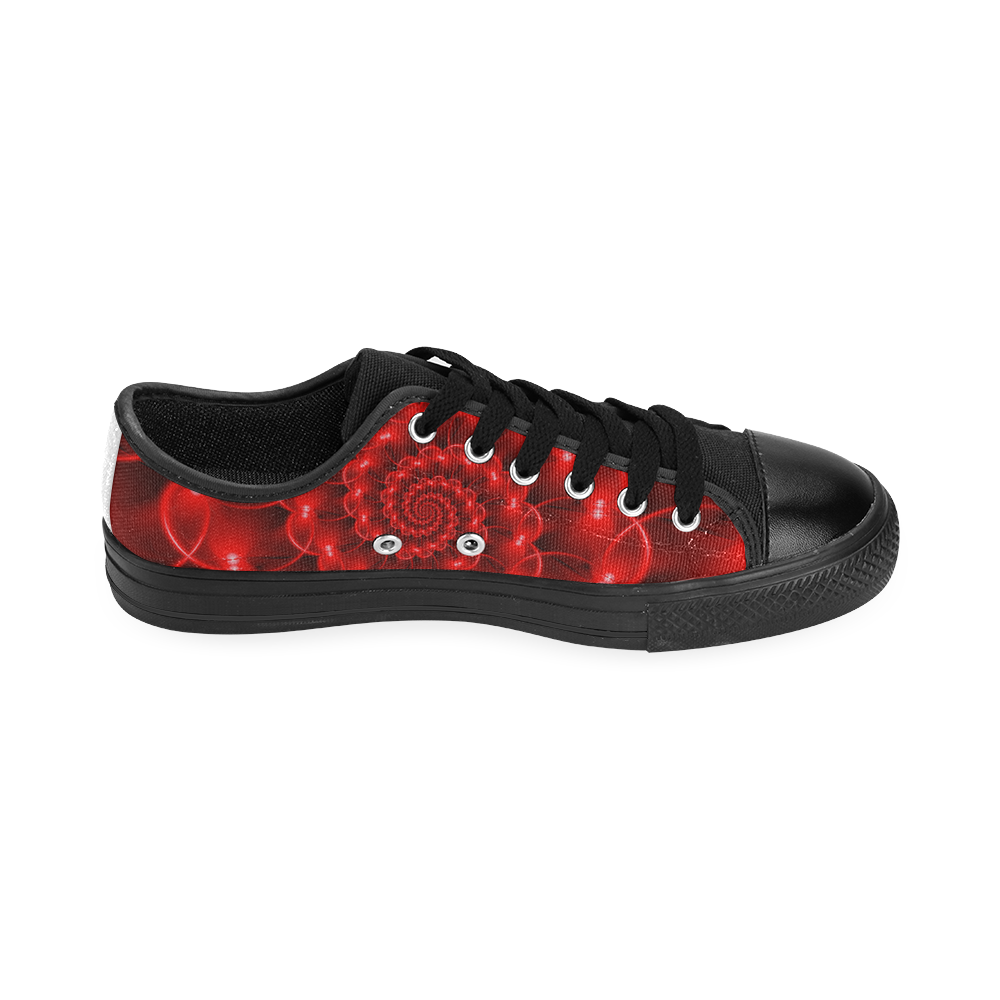 Digital Art Glossy Red Fractal Spiral Men's Classic Canvas Shoes (Model 018)