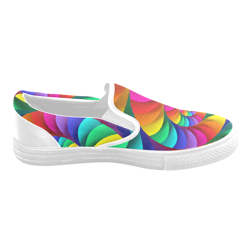 Psychedelic Rainbow Spiral Men's Slip-on Canvas Shoes (Model 019)