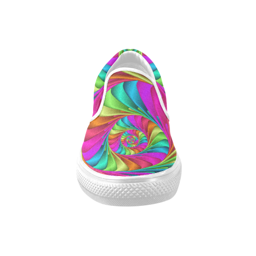 Psychedelic Rainbow Spiral Men's Unusual Slip-on Canvas Shoes (Model 019)