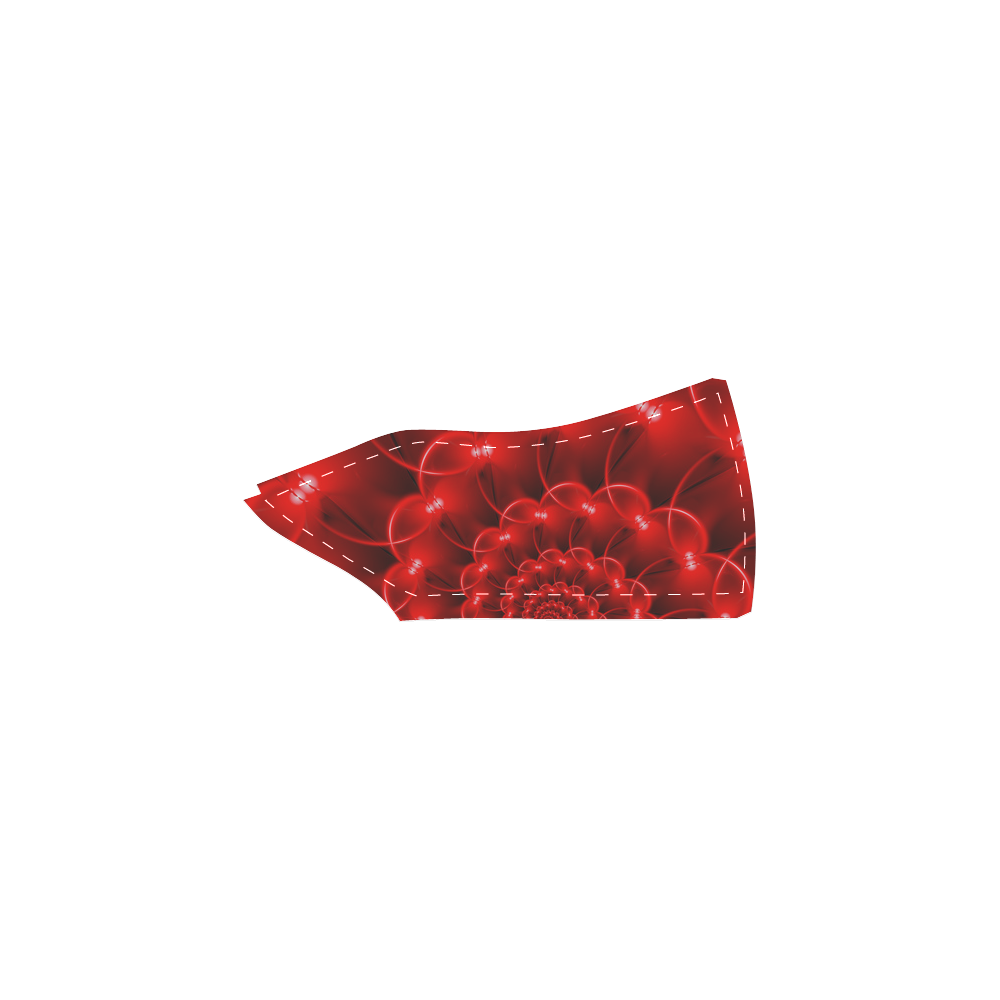 Digital Art Glossy Red Fractal Spiral Men's Slip-on Canvas Shoes (Model 019)