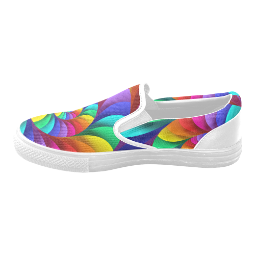 Psychedelic Rainbow Spiral Men's Unusual Slip-on Canvas Shoes (Model 019)