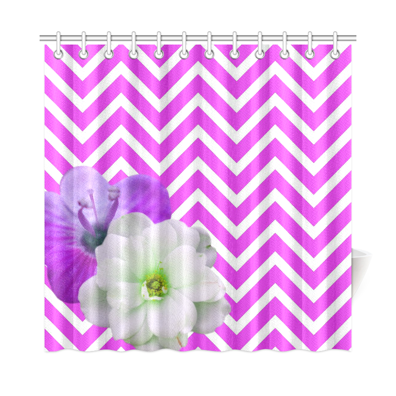 chevron Flower mix lilac Shower Curtain 72"x72"
