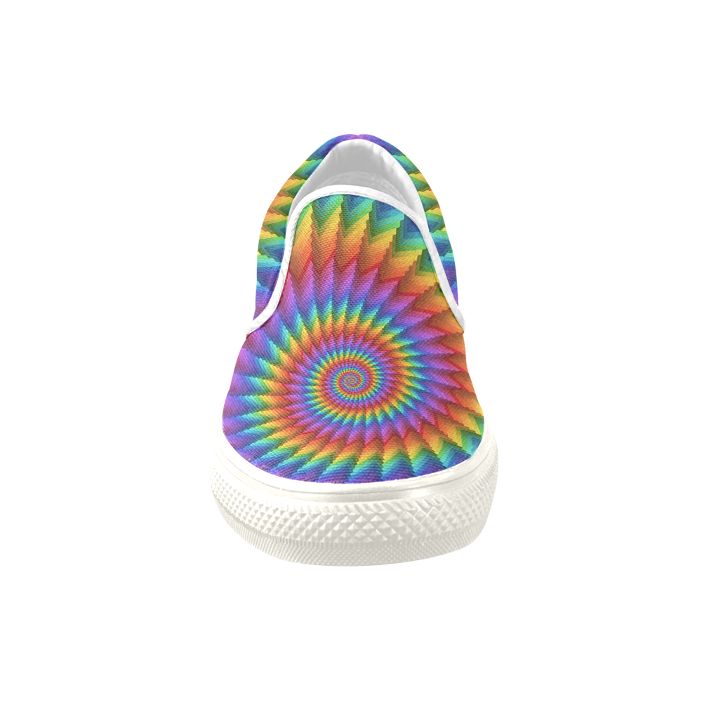 Psychedelic Rainbow Spiral Men's Unusual Slip-on Canvas Shoes (Model 019)