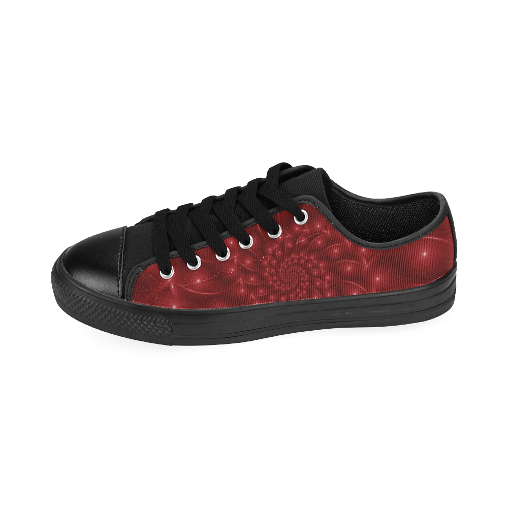 Digital Art Glossy Red Spiral Fractal Men's Classic Canvas Shoes (Model 018)