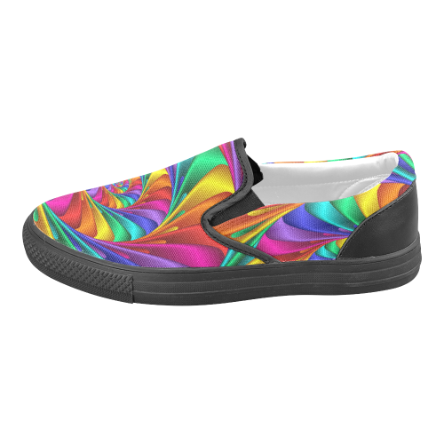 Psychedelic Rainbow Spiral Men's Slip-on Canvas Shoes (Model 019)