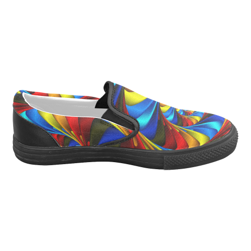 Psychedelic Rainbow Spiral Men's Slip-on Canvas Shoes (Model 019)