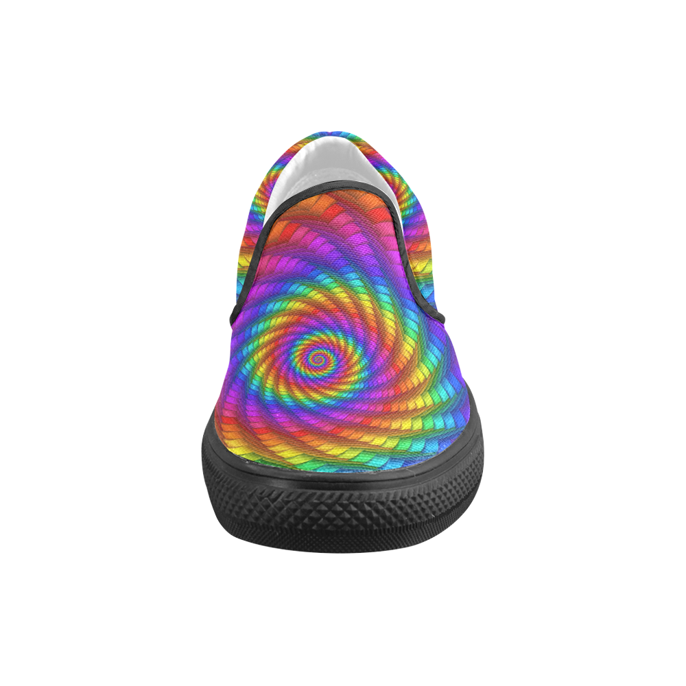 Psychedelic Rainbow Spiral Men's Unusual Slip-on Canvas Shoes (Model 019)