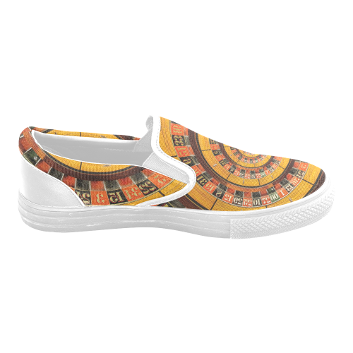 Casino Roullette Wheel Spiral Droste Women's Unusual Slip-on Canvas Shoes (Model 019)