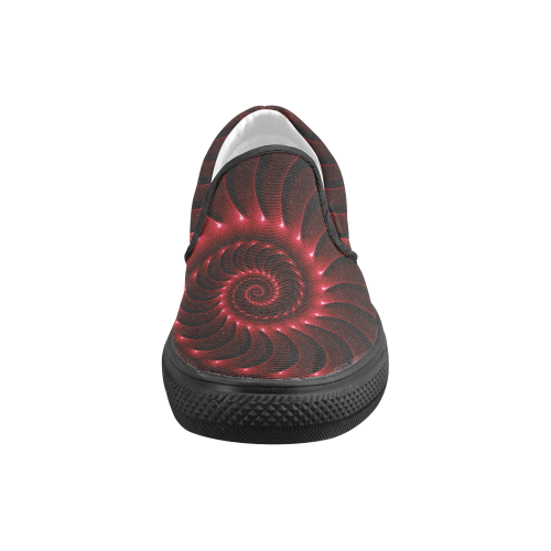 Digital Art Glossy Red Fractal Spiral Men's Unusual Slip-on Canvas Shoes (Model 019)