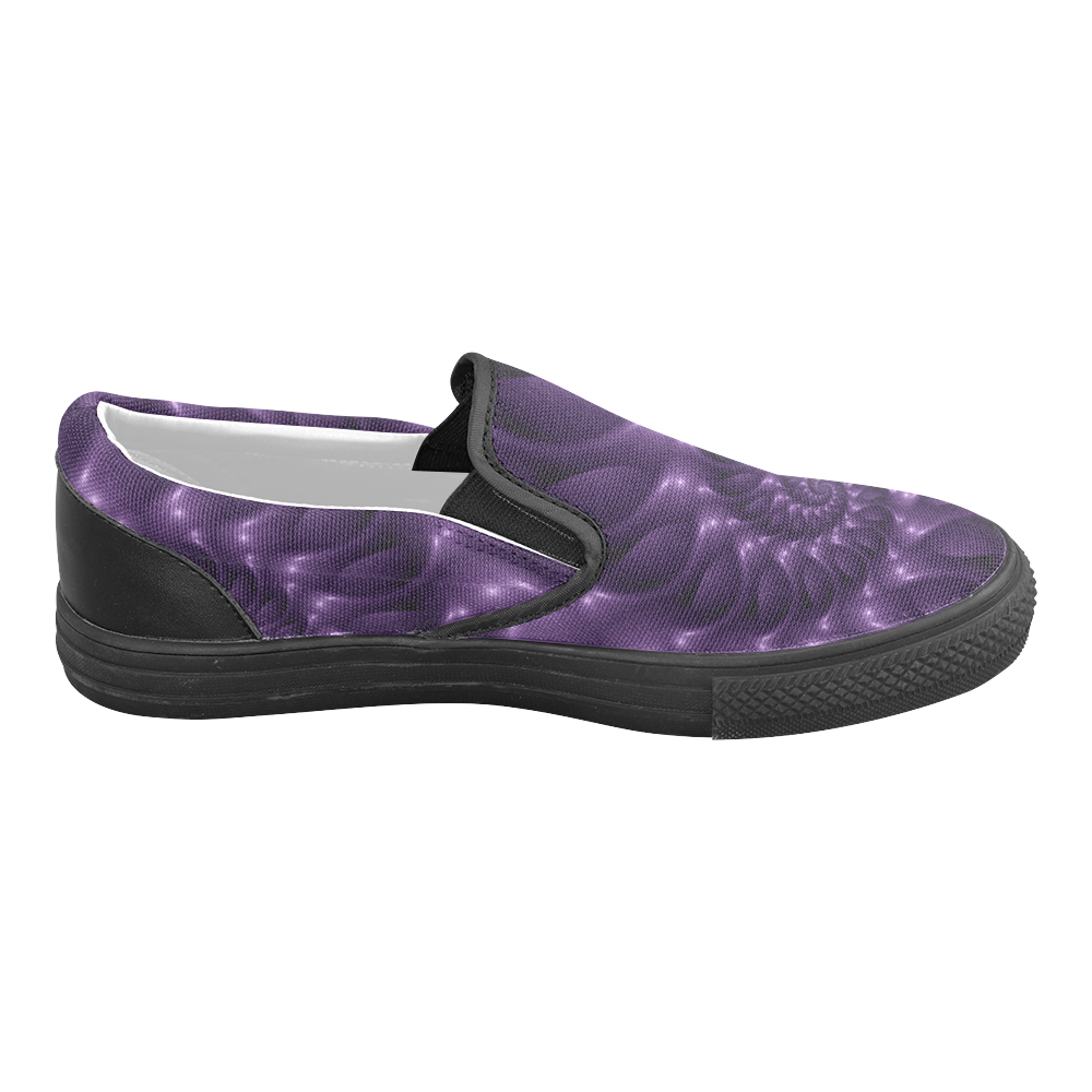 Digital Art Glossy Purple Fractal Spiral Men's Unusual Slip-on Canvas Shoes (Model 019)