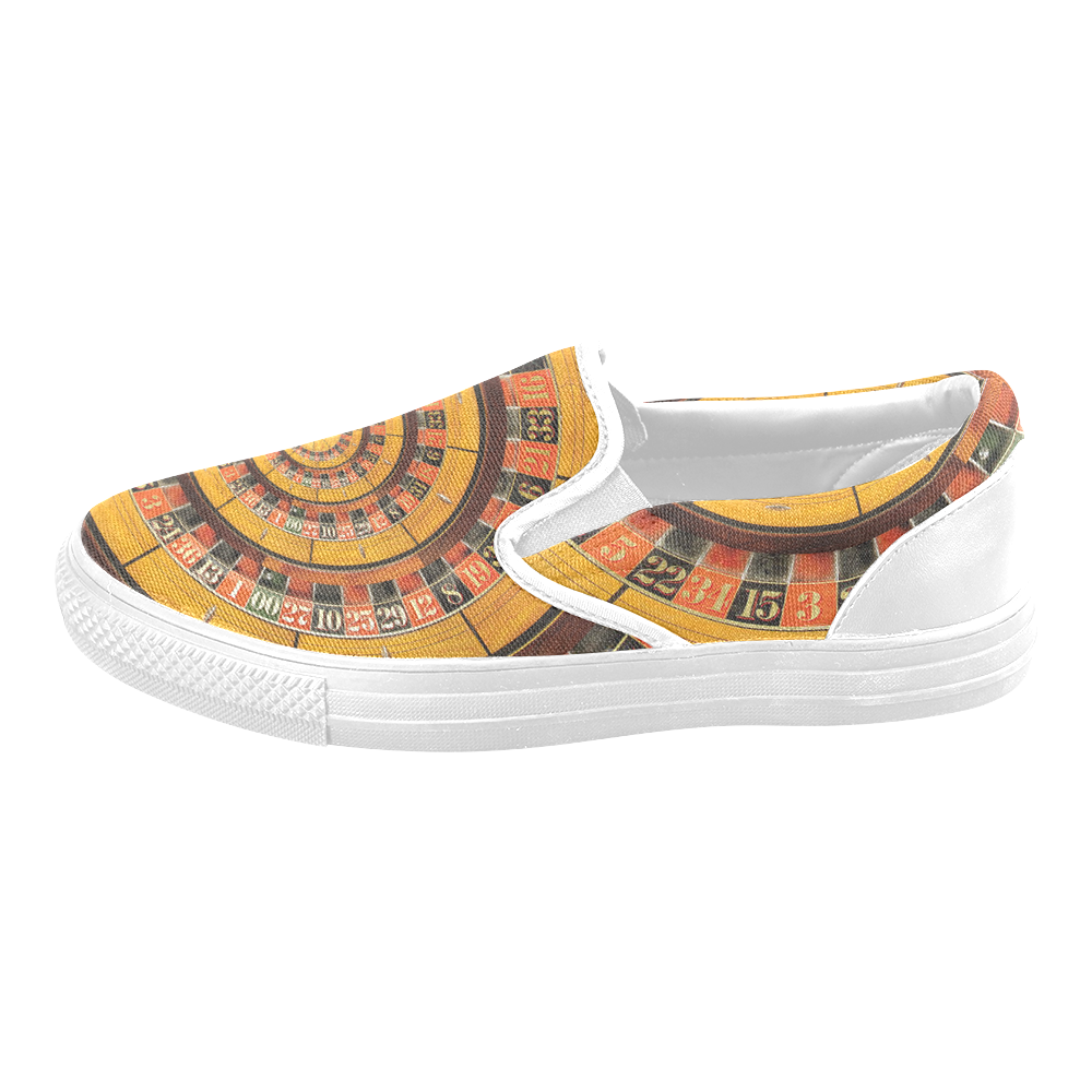 Casino Roullette Wheel Spiral Droste Men's Unusual Slip-on Canvas Shoes (Model 019)