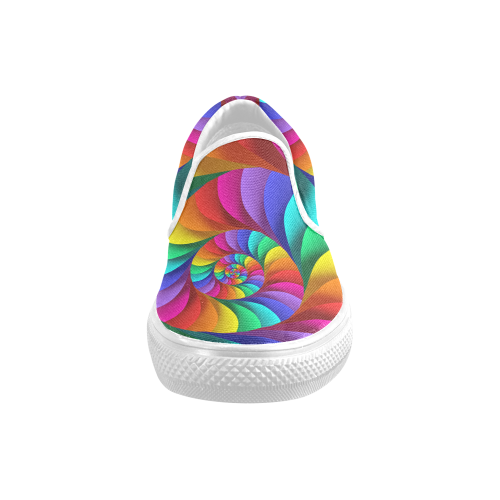 Psychedelic Rainbow Spiral Men's Unusual Slip-on Canvas Shoes (Model 019)