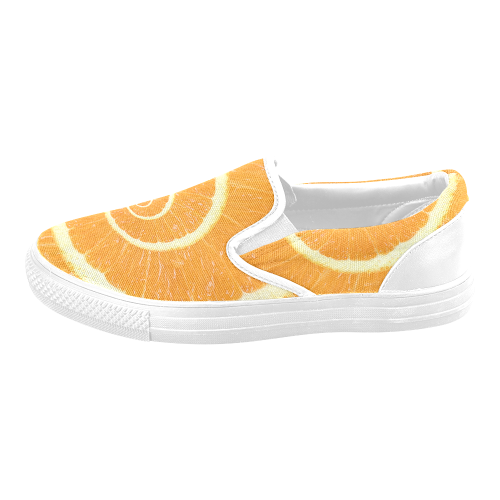 Citrus Orange Spiral Droste Men's Slip-on Canvas Shoes (Model 019)