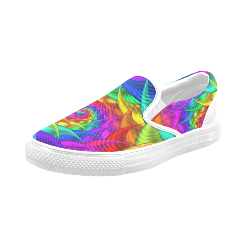 Psychedelic Rainbow Spiral Men's Slip-on Canvas Shoes (Model 019)