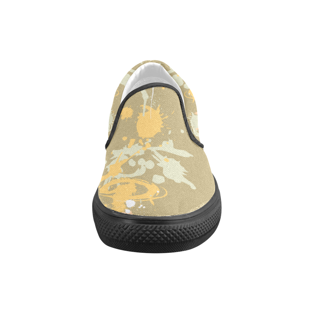 Paint splatters 73 beige peach ii VAS2 Women's Unusual Slip-on Canvas Shoes (Model 019)