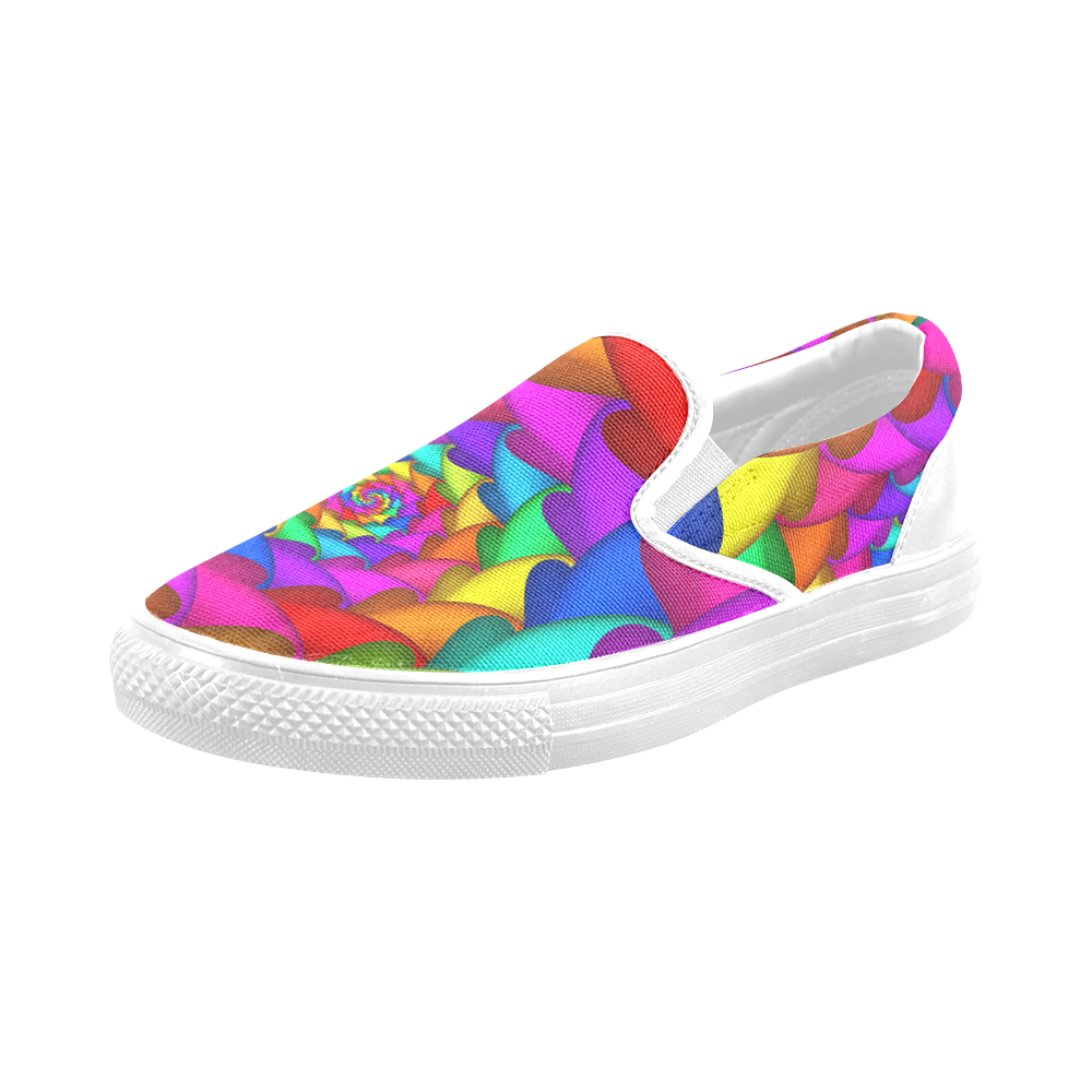 Psychedelic Rainbow Spiral Men's Slip-on Canvas Shoes (Model 019)