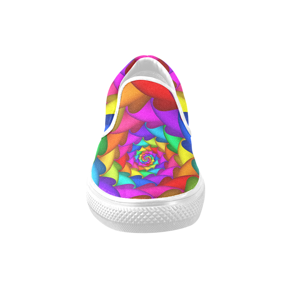 Psychedelic Rainbow Spiral Women's Unusual Slip-on Canvas Shoes (Model 019)
