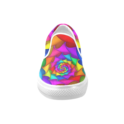 Psychedelic Rainbow Spiral Women's Unusual Slip-on Canvas Shoes (Model 019)