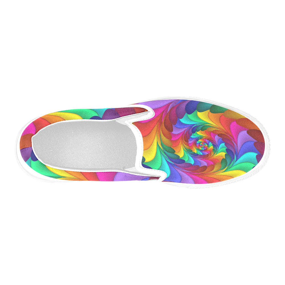 Psychedelic Rainbow Spiral Men's Slip-on Canvas Shoes (Model 019)