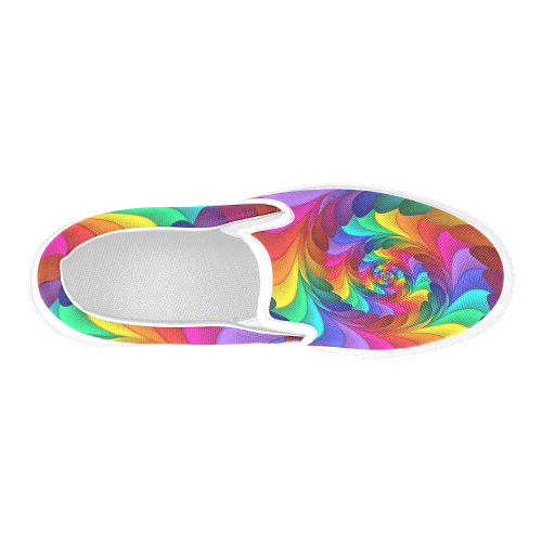 Psychedelic Rainbow Spiral Men's Slip-on Canvas Shoes (Model 019)