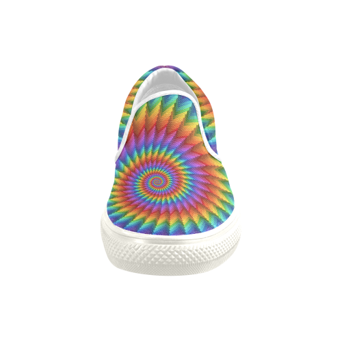 Psychedelic Rainbow Spiral Men's Unusual Slip-on Canvas Shoes (Model 019)