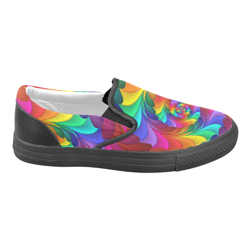 Psychedelic Rainbow Spiral Men's Unusual Slip-on Canvas Shoes (Model 019)